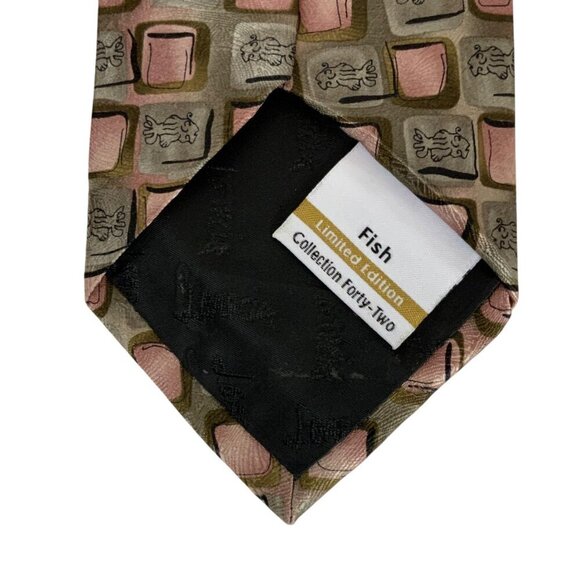 J Garcia Tie Fish Ltd Edition Collection 42 Pink Green Silk Geometric 2006 - Picture 4 of 5